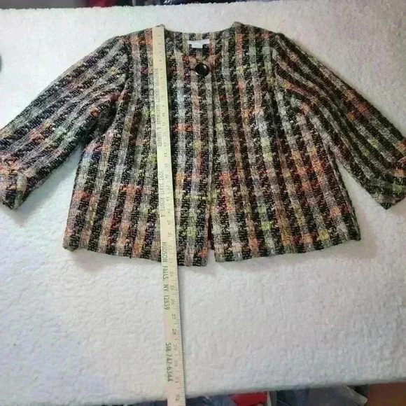 NorthStyle Blazer Jacket Womens Medium Black Colorful Tweed Mod Retro Swing - Picture 10 of 13